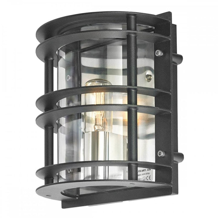Norlys ST-FLU-E27-BLK-C Stockholm 1 Light Flush Light - Black With Clear Glass Black