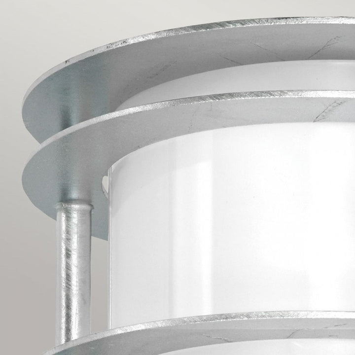Norlys ST-FLU-E27-GAL-O Stockholm 1 Light Flush Light - Galvanised With Opal Glass Galvanised