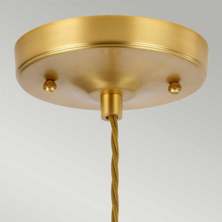 Elstead TIBER-P-AMBER Tiber 1 Light Pendant Brushed Brass/ Amber Glass