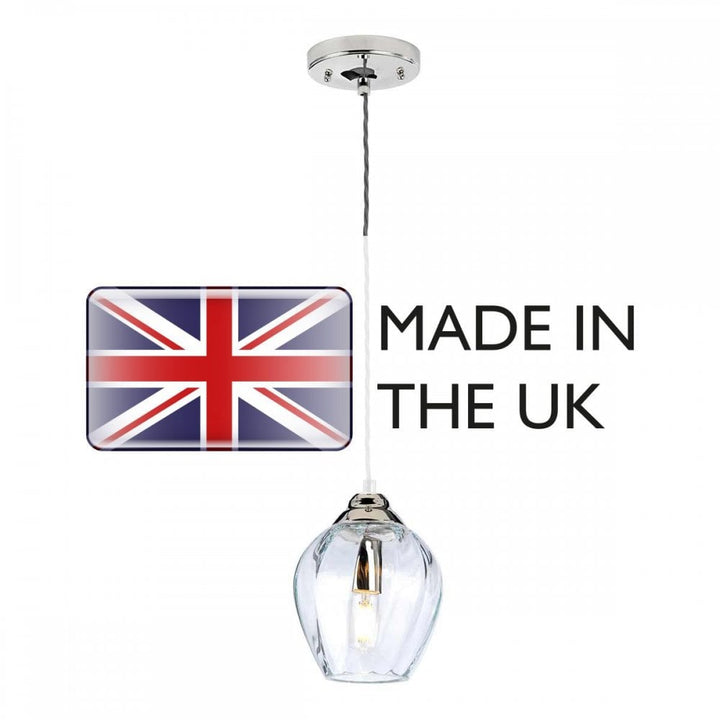 Elstead TIBER-P-CLEAR Tiber 1 Light Pendant Polished Nickel/ Clear Glass