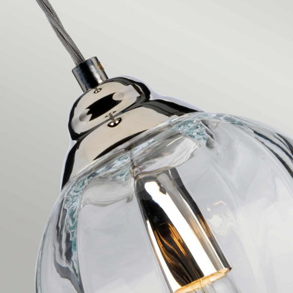 Elstead TIBER-P-CLEAR Tiber 1 Light Pendant Polished Nickel/ Clear Glass