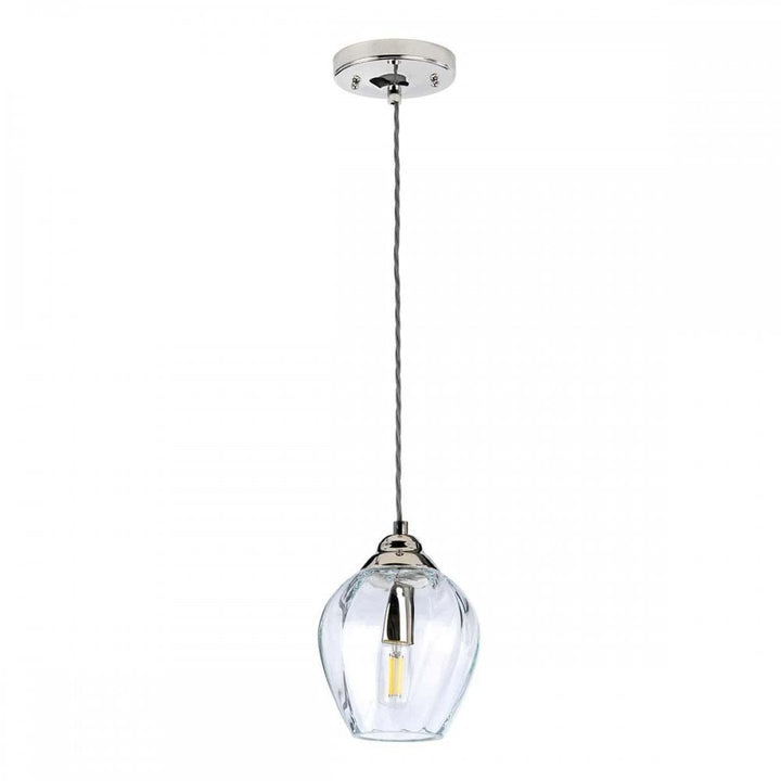 Elstead TIBER-P-CLEAR Tiber 1 Light Pendant Polished Nickel/ Clear Glass