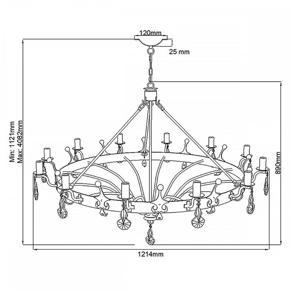 Elstead WINDSOR12-GOLD Windsor 12 Light Chandelier Gold Patina