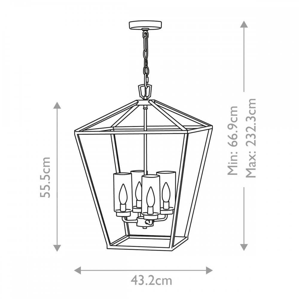 Hinkley QN-ALFORD-PLACE-4P-MB Alford Place 4 Light Outdoor Pendant Museum Black
