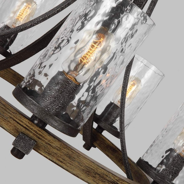 Feiss QN-ANGELO5 Angelo 5 Light Chandelier Distressed Weathered Oak &amp; Slate Grey Metal