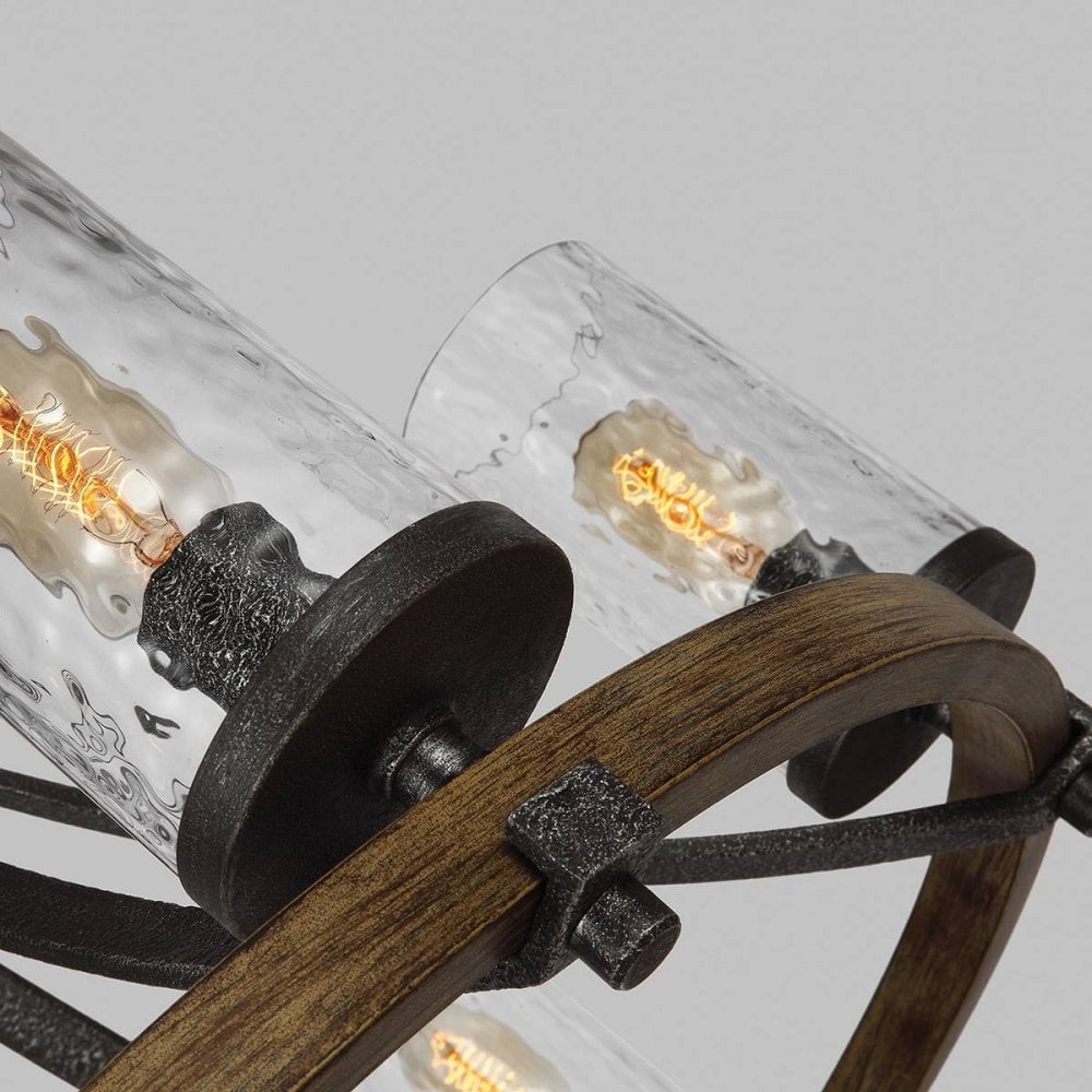 Feiss QN-ANGELO6 Angelo 6 Light Chandelier Distressed Weathered Oak &amp; Slate Grey Metal