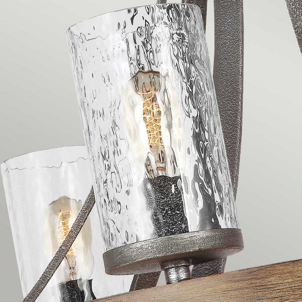 Feiss QN-ANGELO6 Angelo 6 Light Chandelier Distressed Weathered Oak &amp; Slate Grey Metal