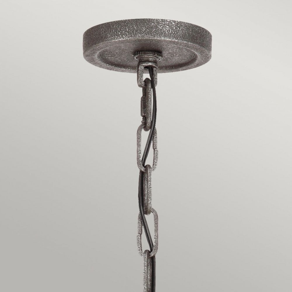Feiss QN-ANGELO6 Angelo 6 Light Chandelier Distressed Weathered Oak &amp; Slate Grey Metal