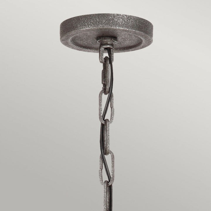 Feiss QN-ANGELO6 Angelo 6 Light Chandelier Distressed Weathered Oak &amp; Slate Grey Metal