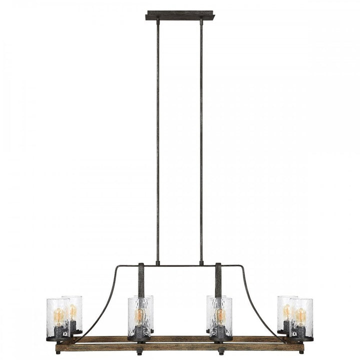 Feiss QN-ANGELO8-ISLE Angelo 8 Light Isle Chandelier Distressed Weathered Oak &amp; Slate Grey Metal