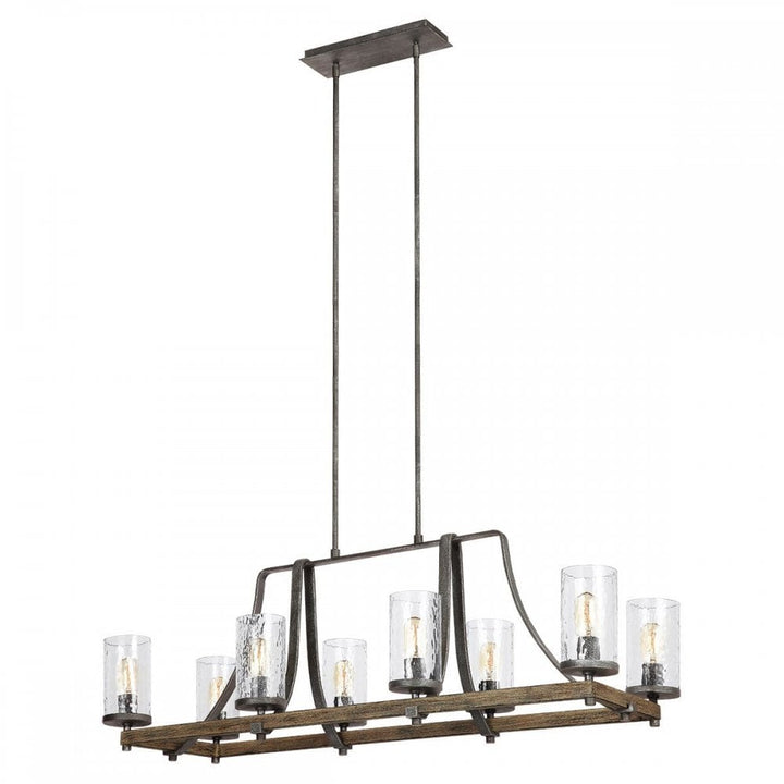 Feiss QN-ANGELO9 Angelo 9 Light Chandelier Distressed Weathered Oak &amp; Slate Grey Metal