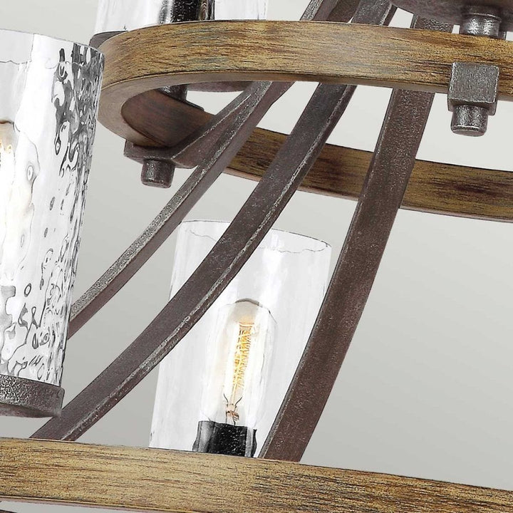 Feiss QN-ANGELO9 Angelo 9 Light Chandelier Distressed Weathered Oak &amp; Slate Grey Metal