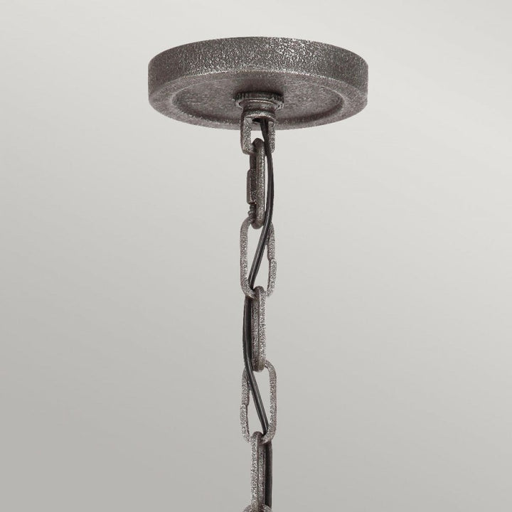 Feiss QN-ANGELO9 Angelo 9 Light Chandelier Distressed Weathered Oak &amp; Slate Grey Metal