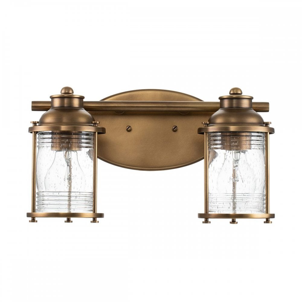 Kichler QN-ASHLANDBAY2-NBR-BATH Ashland Bay 2 Light Wall Light - Brass Natural Brass