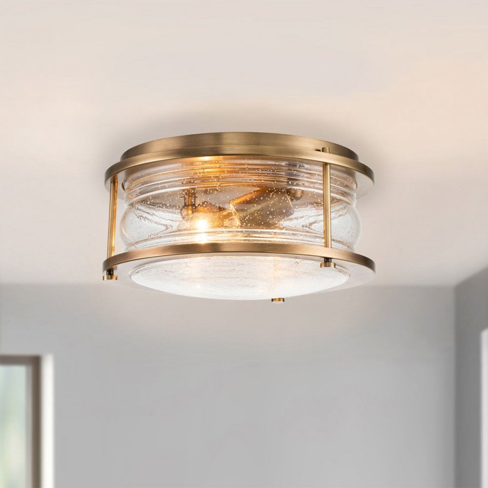 Kichler QN-ASHLANDBAY-F-NBR-BATH Ashland Bay 2 Light Flush - Brass Natural Brass