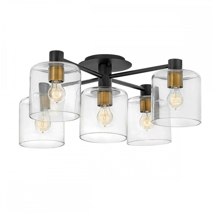 Hinkley QN-AXEL5-BK Axel 5 Light Semi-flush - Black Black with Heritage Brass