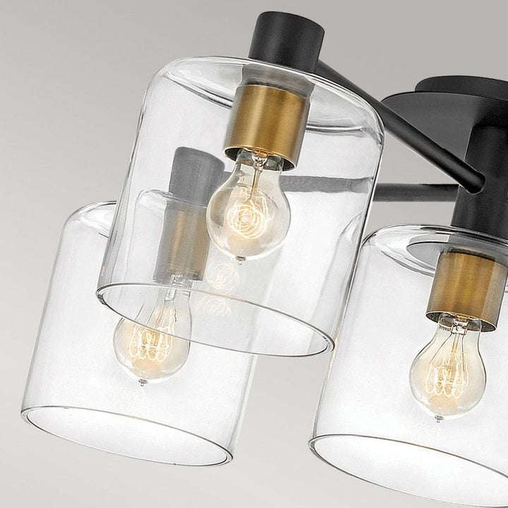 Hinkley QN-AXEL5-BK Axel 5 Light Semi-flush - Black Black with Heritage Brass