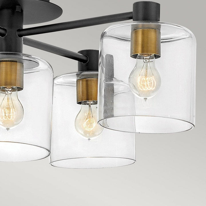 Hinkley QN-AXEL5-BK Axel 5 Light Semi-flush - Black Black with Heritage Brass