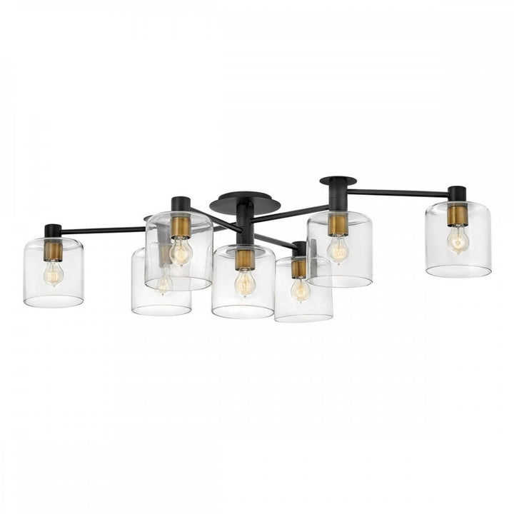 Hinkley QN-AXEL7-BK Axel 7 Light Semi-flush - Black Black with Heritage Brass