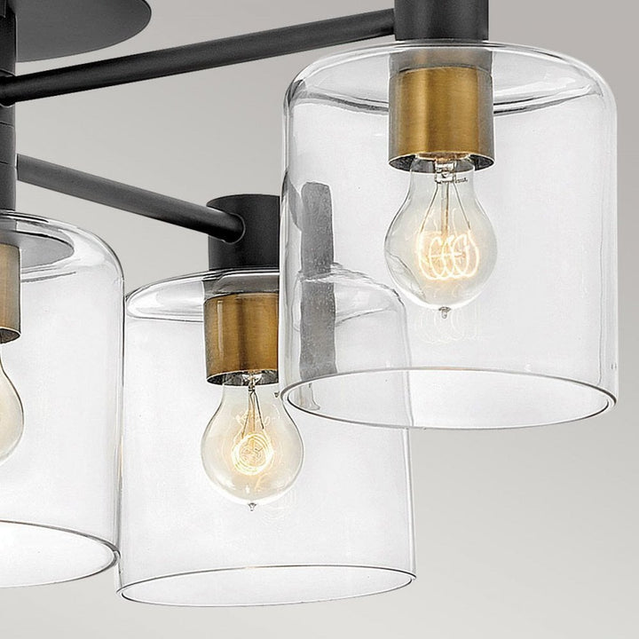 Hinkley QN-AXEL7-BK Axel 7 Light Semi-flush - Black Black with Heritage Brass