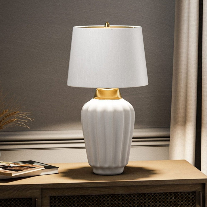 Quintiesse QN-BEXLEY-TL-WBB Bexley 1 Light Table Lamp - White &amp; Brushed Brass