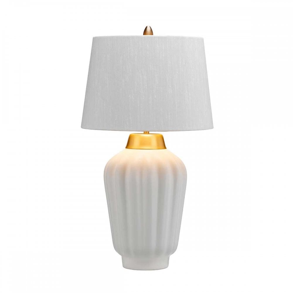 Quintiesse QN-BEXLEY-TL-WBB Bexley 1 Light Table Lamp - White &amp; Brushed Brass