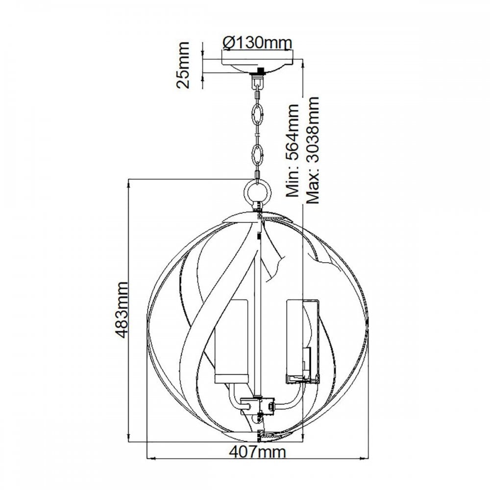 Quoizel QN-BLACKSMITH-3P-OBK Blacksmith 3 Light Outdoor Chandelier Old Black