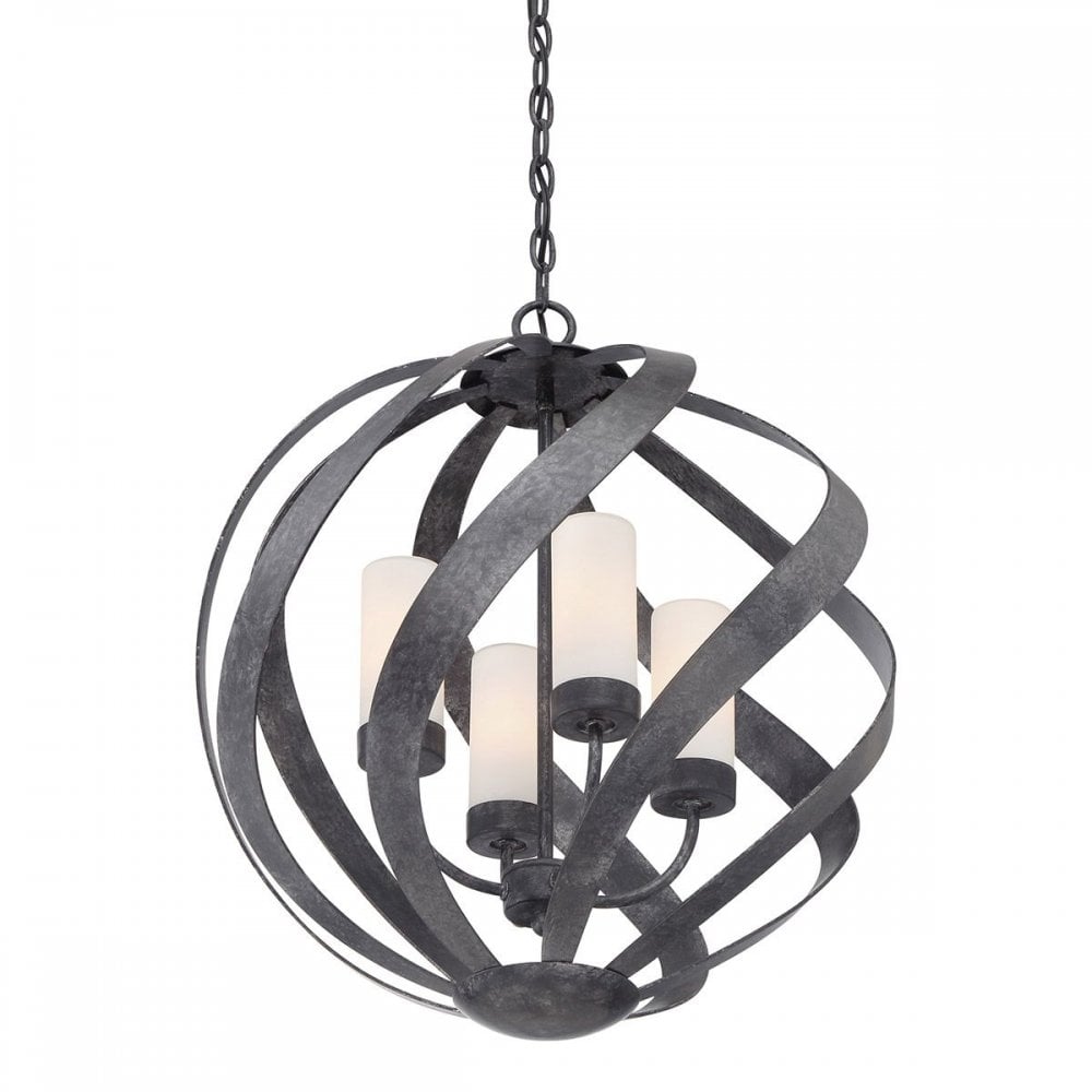 Quoizel QN-BLACKSMITH-4P-OBK Blacksmith 4 Light Outdoor Chandelier Old Black
