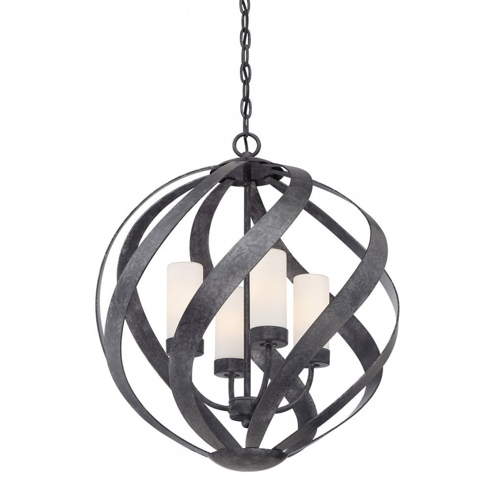 Quoizel QN-BLACKSMITH-4P-OBK Blacksmith 4 Light Outdoor Chandelier Old Black