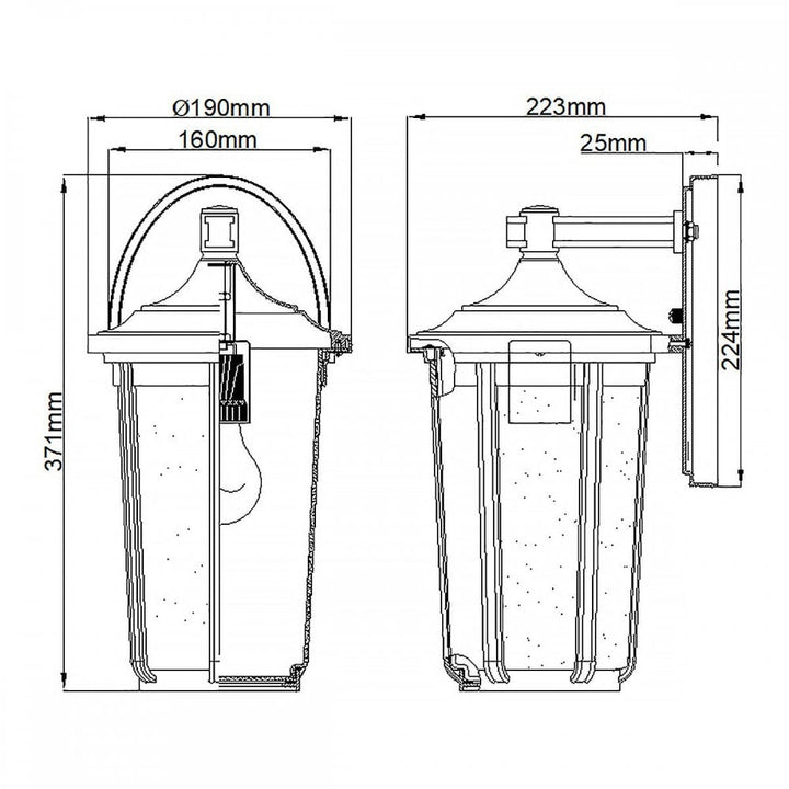 Kichler QN-FAIRFIELD-L-BK Fairfield 1 Light Large Wall Lantern Black