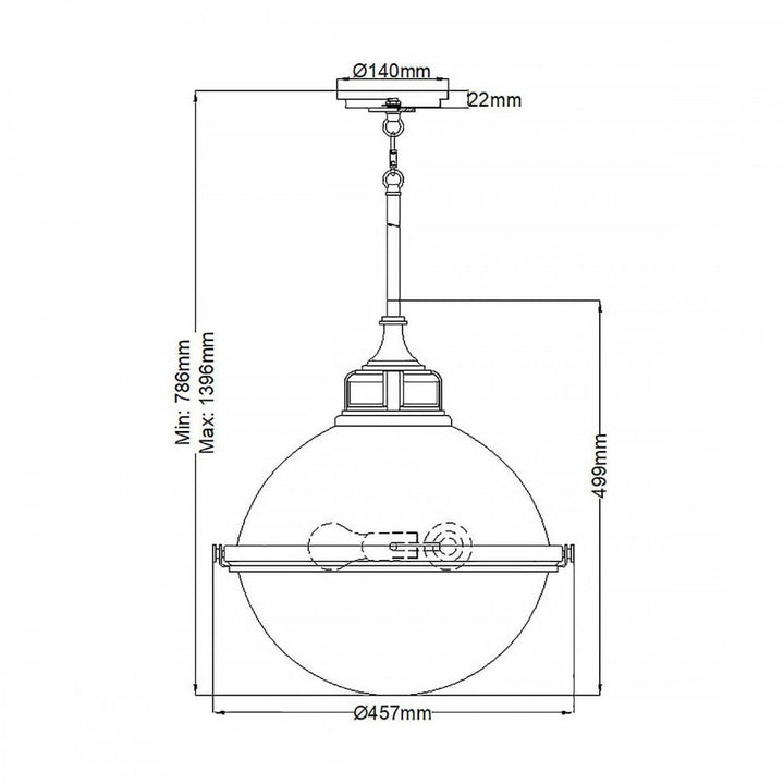 Hinkley QN-FLETCHER-P-L-AZ Fletcher 3 Light Pendant Aged Zinc &amp; Heritage Brass