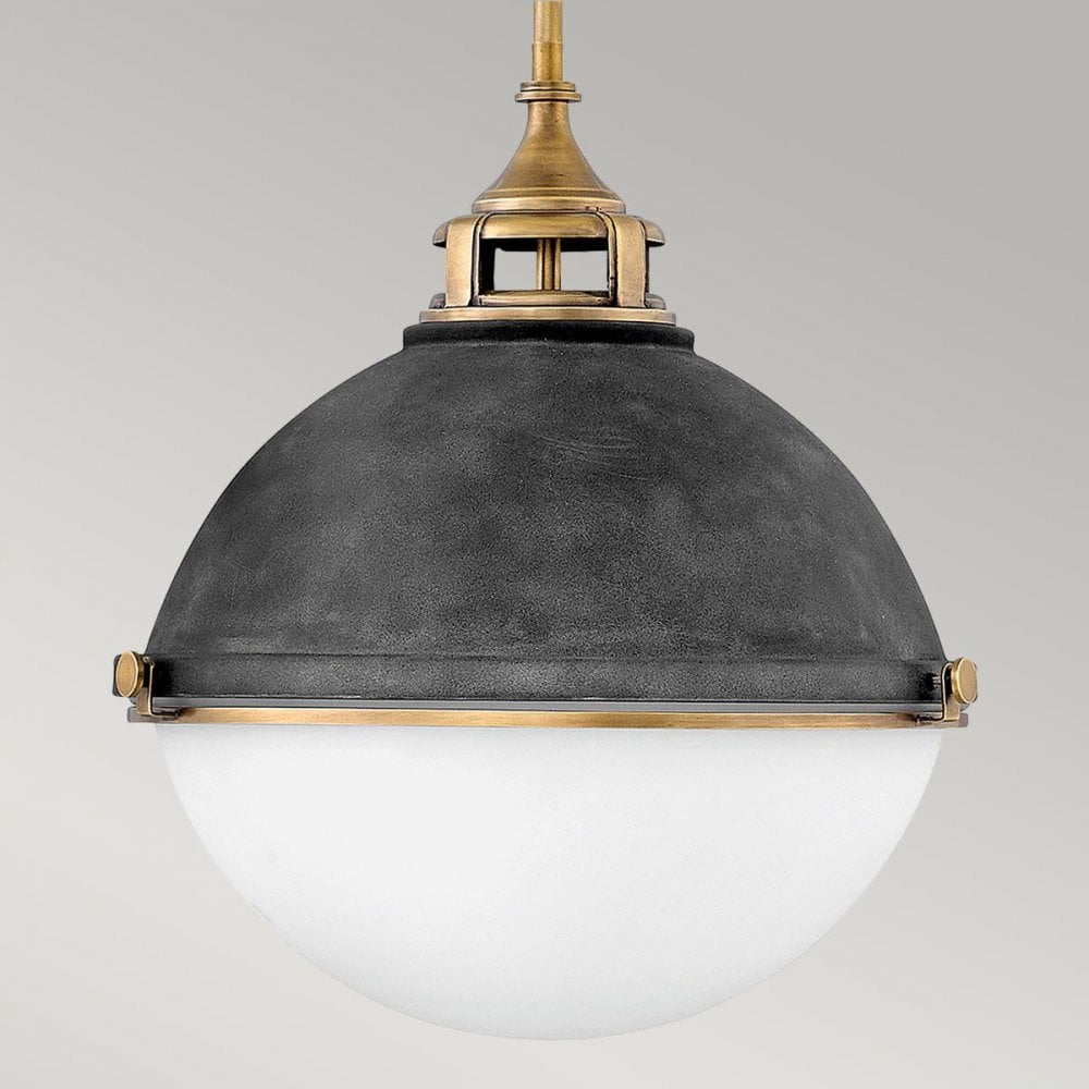 Hinkley QN-FLETCHER-P-L-AZ Fletcher 3 Light Pendant Aged Zinc &amp; Heritage Brass