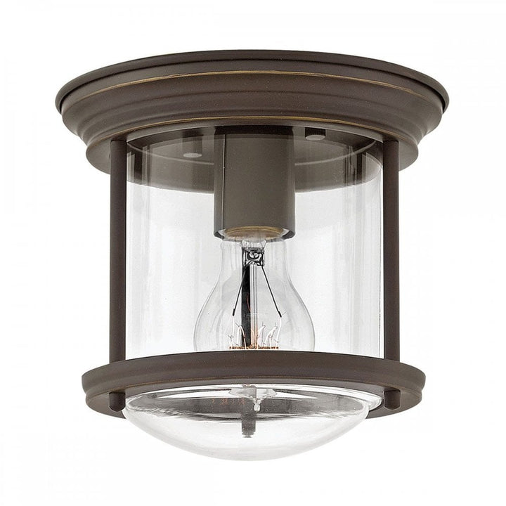 Hinkley QN-HADRIAN-MINI-F-OZ-CLEAR Hadrian 1 Light Flush - Clear Glass - Oil Rubbed Bronze