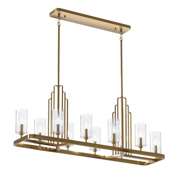 Kichler QN-KIMROSE10-BNB Kimrose 10 Light Linear Chandelier - Brass Brushed Natural Brass