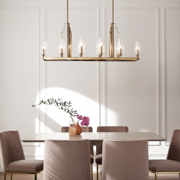 Kichler QN-KIMROSE10-BNB Kimrose 10 Light Linear Chandelier - Brass Brushed Natural Brass