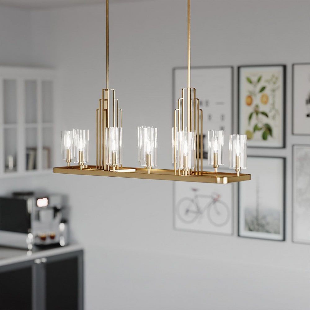 Kichler QN-KIMROSE10-BNB Kimrose 10 Light Linear Chandelier - Brass Brushed Natural Brass