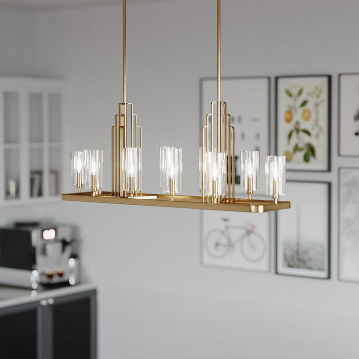 Kichler QN-KIMROSE10-BNB Kimrose 10 Light Linear Chandelier - Brass Brushed Natural Brass