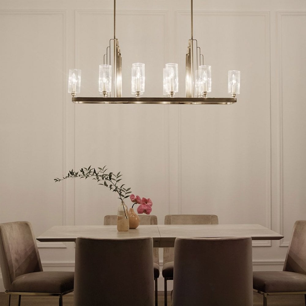 Kichler QN-KIMROSE10-BNB Kimrose 10 Light Linear Chandelier - Brass Brushed Natural Brass