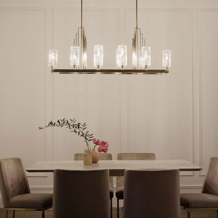 Kichler QN-KIMROSE10-BNB Kimrose 10 Light Linear Chandelier - Brass Brushed Natural Brass
