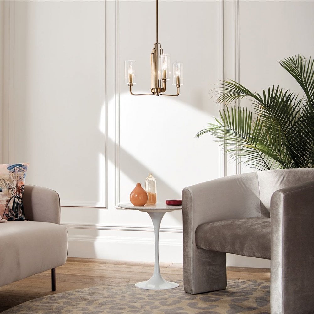 Kichler QN-KIMROSE3-BNB Kimrose 3 Light Chandelier - Brass Brushed Natural Brass