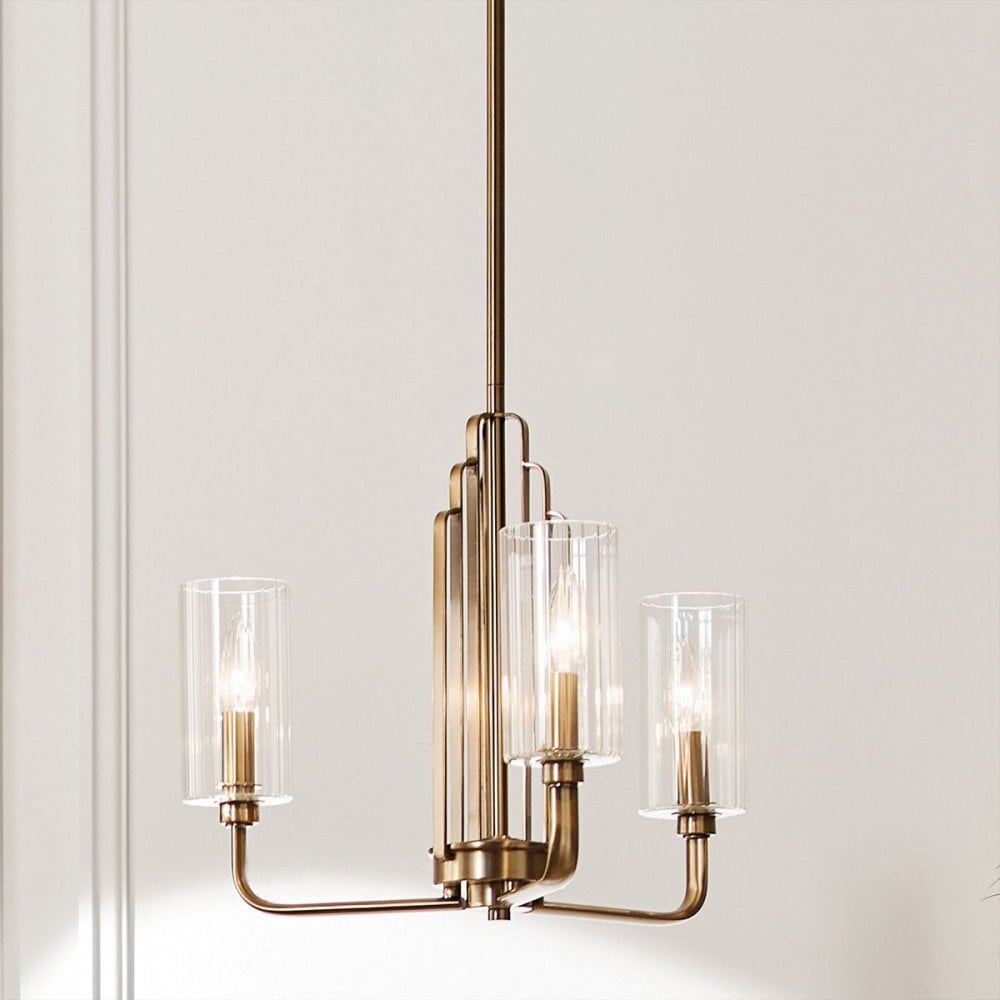 Kichler QN-KIMROSE3-BNB Kimrose 3 Light Chandelier - Brass Brushed Natural Brass