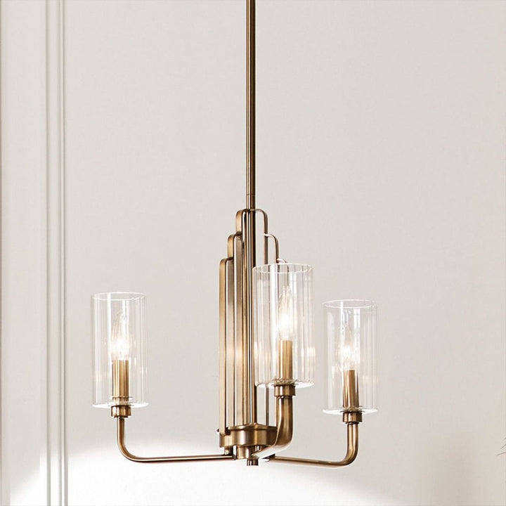 Kichler QN-KIMROSE3-BNB Kimrose 3 Light Chandelier - Brass Brushed Natural Brass