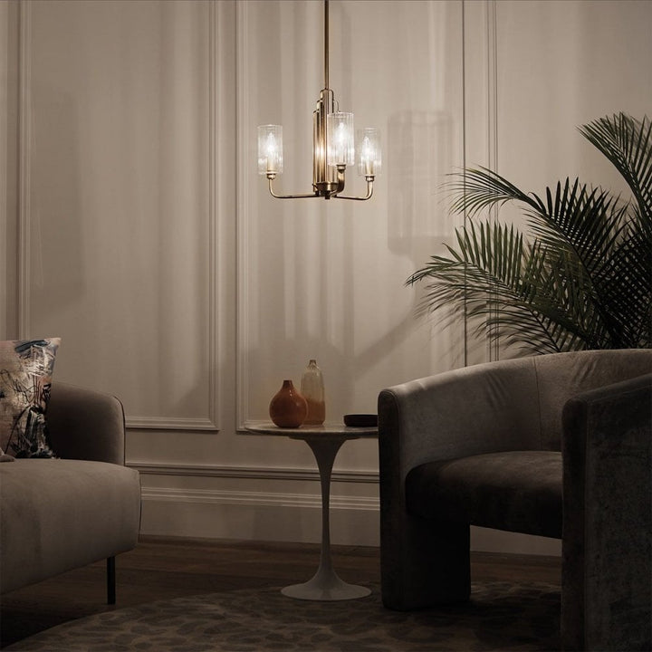 Kichler QN-KIMROSE3-BNB Kimrose 3 Light Chandelier - Brass Brushed Natural Brass