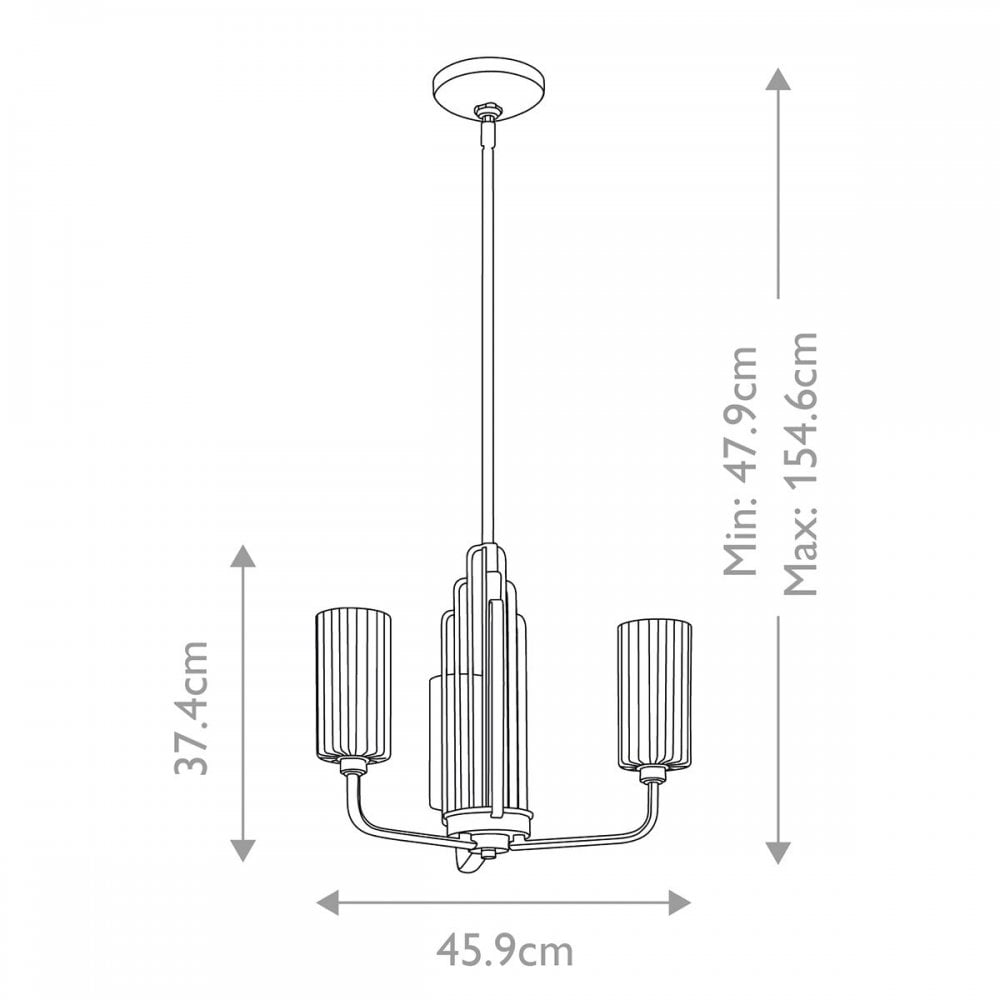 Kichler QN-KIMROSE3-PN Kimrose 3 Light Chandelier - Polished Nickel