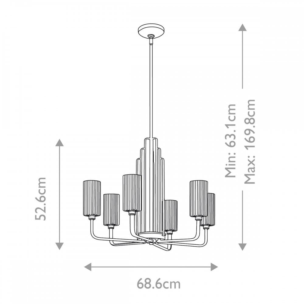 Kichler QN-KIMROSE6-BNB Kimrose 6 Light Chandelier - Brass Brushed Natural Brass