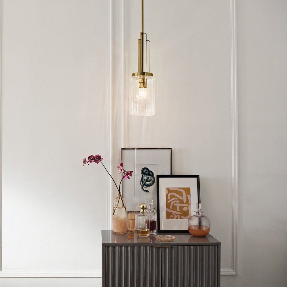 Kichler QN-KIMROSE-MP-BNB Kimrose 1 Light Mini Pendant - Brass Brushed Natural Brass