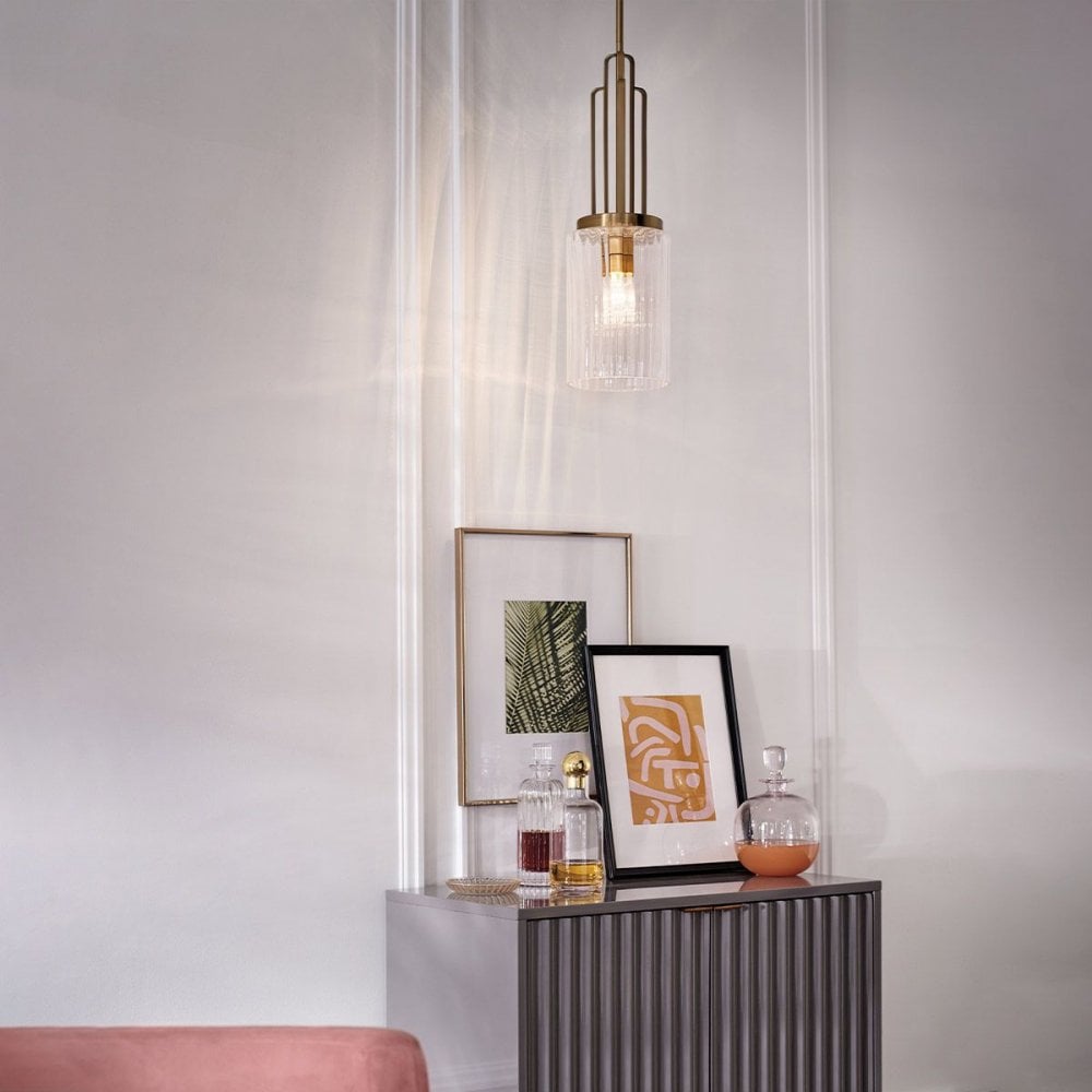 Kichler QN-KIMROSE-MP-BNB Kimrose 1 Light Mini Pendant - Brass Brushed Natural Brass