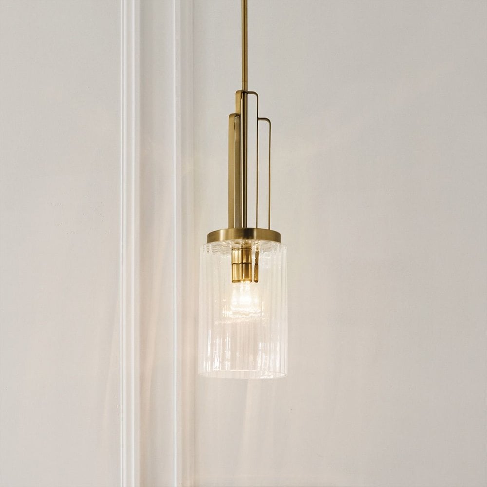 Kichler QN-KIMROSE-MP-BNB Kimrose 1 Light Mini Pendant - Brass Brushed Natural Brass