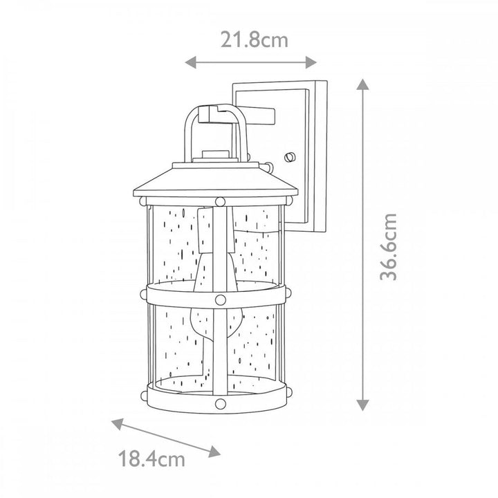 Hinkley QN-LAKEHOUSE2-S-DZ Lakehouse 1 Light Small Wall Lantern Aged Zinc with Driftwood Grey