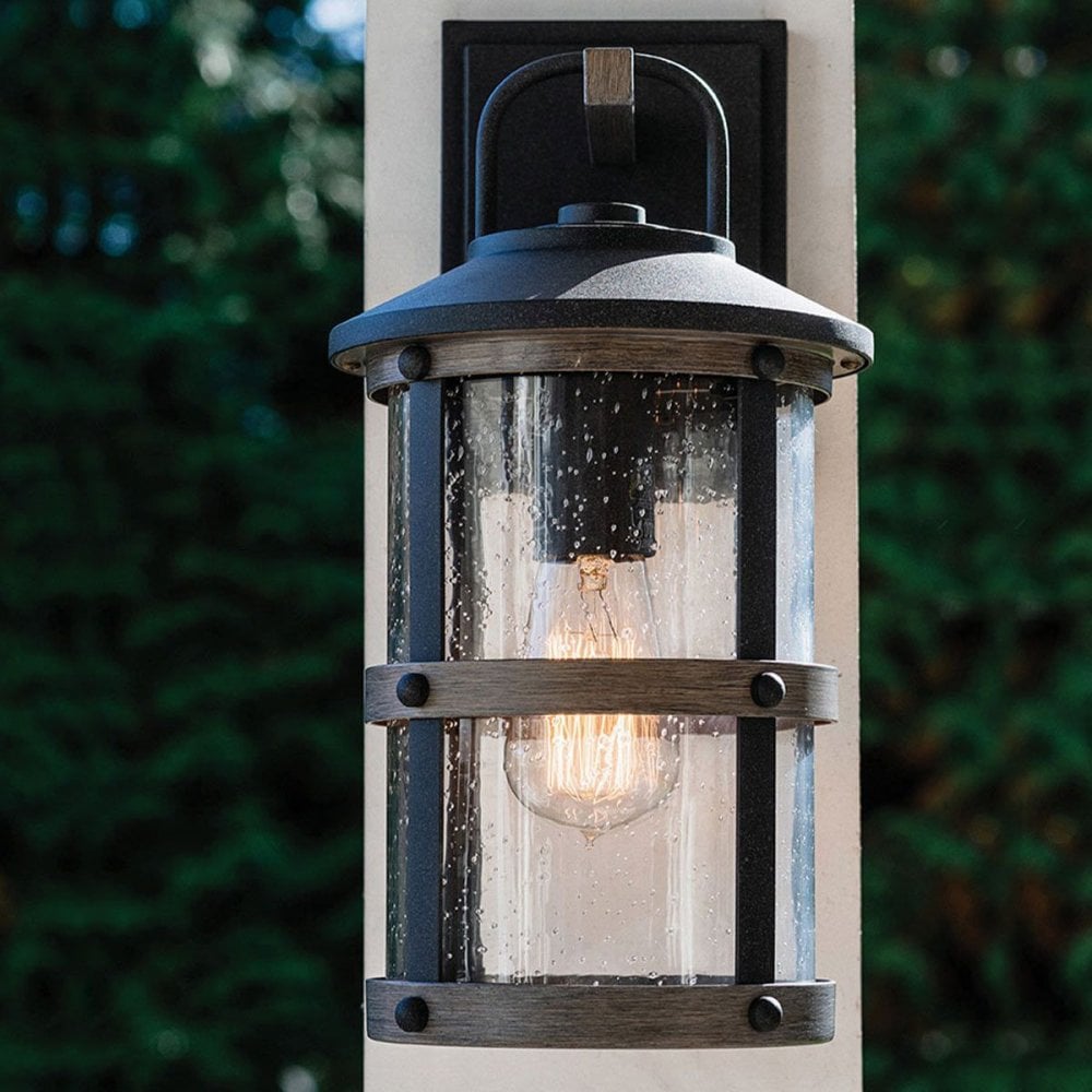 Hinkley QN-LAKEHOUSE2-S-DZ Lakehouse 1 Light Small Wall Lantern Aged Zinc with Driftwood Grey
